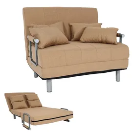 Mendler Schlafsessel HWC-K29, Klappsessel Schlafsofa Gästebett Relaxsessel, Liegefläche 186x97cm Stoff (270g/m2) ~ creme-beige