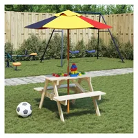 vidaXL Picknicktisch für 4 Kinder mit Sonnenschirm