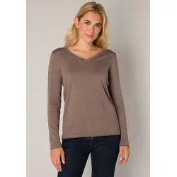 V-Ausschnitt-Pullover, mit V-Ausschnitt, Gr. 48, dark taupe, , 92652126-48