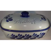 Töpferei Seifert Brottopf 30 cm grau-blau Oval, Steinzeug Westerwald
