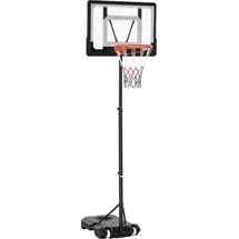 Homcom Basketballständer höhenverstellbar Basketballanlage für Kinder Basketballkorb mit Räder draußen Stahl PVC HDPE Schwarz 83 x 75 x 260H cm