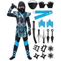 Spooktacular Creations Blaues Ninja-Kostüm für Kinder, Ninja-Outfit-Set für Jungen, Halloween-Kostüm für Kleinkinder-Mottopartys, Verkleidung (Klein, 5–7 Jahre)
