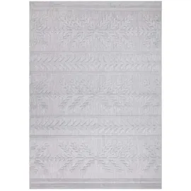 Carpet City In-& Outdoor Teppich - Quadratisch 150x150 cm - für Innen-& Außenbereich - Wetterfest Balkon-Teppich, Terrasse, Flur, Küche - Wohnzimmer-Teppiche - Hochtief/ 3D-Effekt - Ethno-Optik in Grau