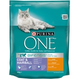 PURINA ONE BIFENSIS COAT & HAIRBALL Katzenfutter trocken, reich an Huhn, 6er Pack (6 x 800g)