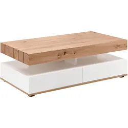 Couchtisch Cara Weiß/ Eichefarben MDF mit Stauraum