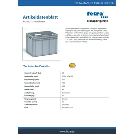 FETRA Kunststoffkasten 600x400x425mm - Inhalt 90 Liter