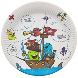 Spalier 10 Teller, Pappe rund Ø 23 cm „Piraten“ Pappteller Geburtstagsteller