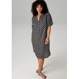 aniston plus Blusenkleid Schwarz/Weiß 44