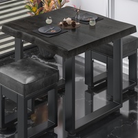 PM | Bistrotisch Baumkante | B:T:H 70 x 70 x 78 cm | Wenge Schwarz / Schwarz | Quadratisch