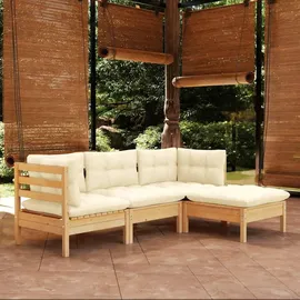 vidaXL Modell 8 Loungeset mit Creme Kissen Kiefernholz