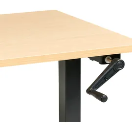 Beliani Schreibtisch Hellbraun u. Schwarz Melamin 160x72 cm Manuell Höhenverstellbar Rechteckig Kurbel Metallgestell Modern Büro Steh-sitz Stehtisch