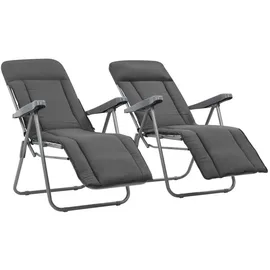 vidaXL Gartenstühle 58 x 73 x 107 cm grau 2 St. inkl. Polstern klappbar 506321