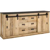 Home Affaire Sideboard »SHERWOOD«, modernes Holz Dekor, mit Scheunentorbeschlag aus Metall, Breite 201 cm, braun