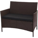 Poly-Rattan Sitzbank Halden, Gartenbank Bank, braun-meliert, Kissen schwarz