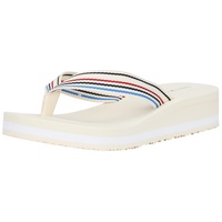 Tommy Hilfiger Damen Flip Flops Wedge Stripes Beach Sandal Zehentrenner, Weiß (Calico), 40