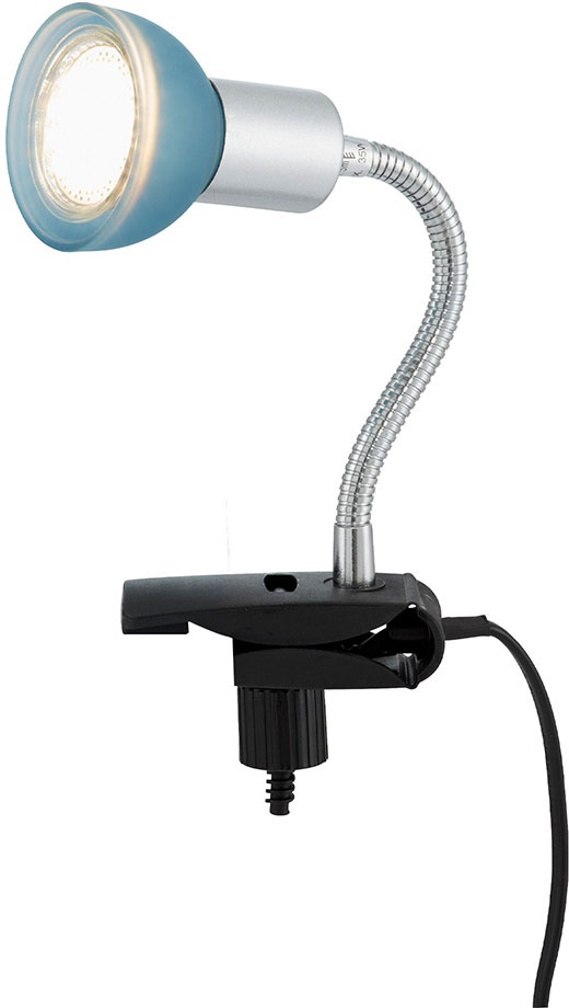 Leselampe Bett Klemme Klemmlampe LED mit Stecker Bettlampe Klemmleuchte warmes Licht, Flexo-Arm, Glas, 1x LED 3W 250Lm warmweiß, LxBxH 9x6,1x34 cm
