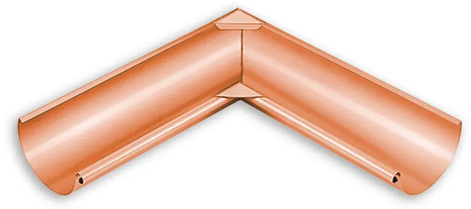 Rinnenwinkel Grömo Inneneck 90°, halbrund, Schenkellänge 500mm, Kupfer, verschiedene Größen (Ausführung: Nenngröße 333. Ø 153mm. Schenkellänge 500mm)