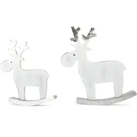 Deko Elch 2-er Set Holz  Advent Weihnachten