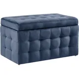 Beliani Hocker mit Stauraum Deckel steppung Modern sitzbank Bettbank fußbank Fußhocker schemel schlafzimmer wohnzimmer flur - blau - Samt Rechteckig