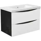 duschspa Waschtisch Waschbecken mit Unterschrank Waschtischunterschrank Smiley, Badmöbel in Breite 50/60/80/90/100 cm schwarz 81 cm x 56 cm x 47 cm