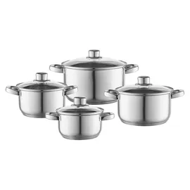 OEM Polpo Topf-Set 8-tlg. 4 x Kochtopf + Stieltopf + 2 x Glasdeckel