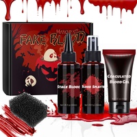 CHASPA Halloween Kunstblut Fake Blood kit - 4Pcs set Halloween Schminke Erwachsene Kunstblut Spray, Stage Blut, Blood Gel für Vampier Zombie Horror