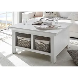 furn.design Couchtisch, Weiß, Metall, Nachbildung,Pinie, Holz Optik, Uni, Quadratisch, 93x50x93 cm, Wohnzimmer, Wohnzimmertische, Couchtische