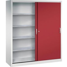 C+P CP Stahlschrank 2159-00 lichtgrau, rubinrot 160,0 x 50,0 x 195,0 cm, aufgebaut
