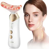 24K Gold Gesichtsmassagegerät Gegen Falten, ANLAN EMS Gua Sha Elektrisch 5 Farben Rotlichtlampe Gesicht 42±3°C Wärme Massagegerät Gesicht 4 Modi Face Massager Face Lifting Anti Aging Gerät, 1200 mAh