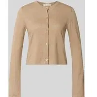 Regular Fit Cardigan aus Baumwolle-Leinen-Mix, Beige, XXL