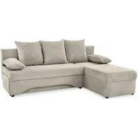 Ecksofa Cord Bettfunktion Bettkasten Schlaffunktion Eckcouch Schlafsofa Greige