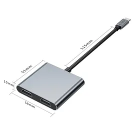TECH-PROTECT USB-C + USB2.0 + 2 x HDMI 4K 60HZ Adapter 5,8 cm Grau