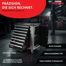 Mephisto Werkzeugwagen Edelstahl grau 8 Schubladen unbestückt