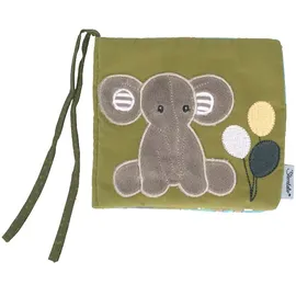 Sterntaler Baby Unisex Spielbuch Baby Stoff Spielbuch Elefant Eddy - Raschelbuch, Kuschelbuch, Knisterbuch - mittelgrün