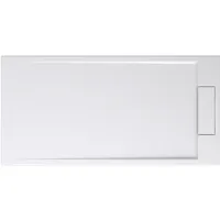 doporro Duschtasse Duschwanne 80x160x4 flach in Weiß inkl. Ablaufgarnitur Al06 DIN-Anschlüsse für bodenebene Montage geeignet Geoma04