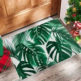 EKSED Badezimmerteppich 60x100 cm,Badematte rutschfest,Weicher Badvorleger,Tropische Blätter Dschungel Palmblatt,Mikrofaser Absorbent Badteppich für Badewanne,Dusche und Badezimmer