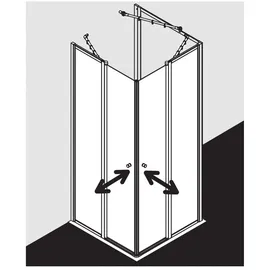 Kermi Nova 2000 Eckeinstieg mit Pendeltür rechts 80 x 185 cm Kunstglas silber