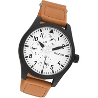 OOZOO Quarzuhr Oozoo Herren Armbanduhr Timepieces, (Analoguhr), Herrenuhr Lederarmband orange, rundes Gehäuse, groß (ca. 42mm) orange