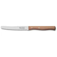 Windmühlenmesser Tomatenmesser 11 cm Kirschholz rostfrei handgeschärft Wellenschliff