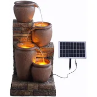 Teamson Home 78 cm 4-stufig Garten Solar Wasserbrunnen mit LED Braun
