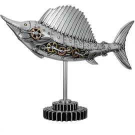 Gilde Figur Steampunk Sailfish silberfarben - (H) 36 cm | Gr.: onesize