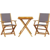 vidaXL 3-tlg. Bistro-Set Anthrazit Stoff und Massivholz