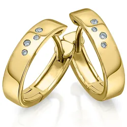Paar Creolen ONE ELEMENT "0.04 ct Diamant Brillant Ohrringe Creolen aus 585 Gelbgold", gold, Ohrringe, Damen, Damen, 0.04 ct mit Diamant, Diamanten, Damen Gold Schmuck