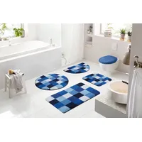 GRUND Badematte »Mosaik«, Höhe 20 mm, rutschhemmend beschichtet, fußbodenheizungsgeeignet, angenehm weich, Badematten auch als 3 teiliges Set erhältlich, blau