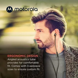 Motorola Sound Earbuds 3-S mit Mikrofon | Anti-Tangle-Kabel, tiefem Bass und ergonomischem Design mit bequemer Passform | 3,5 mm | Schwarz