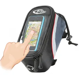 Tectake Satteltasche mit Rahmen-Befestigung grau/rot/schwarz