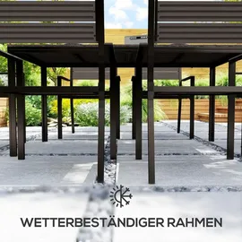 Outsunny Sitzgruppe 7-teilig Essgruppe für 6 Personen Esstisch mit 6 Stühlen