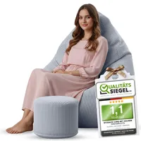 DreamRoots Sitzsack Cord Erwachsener Sitzsäcke Jugendlicher Teenager 80x80x120cm - Sitzsack mit Füllung, Hocker, Lehne und Bezug - Bean Bag Chair - Sitzkissen Boden