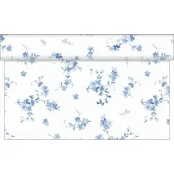 Sovie HOME Tischläufer Bonnie in Blau aus Linclass® Airlaid 40 cm x 4,80 m, 1 Stück - Blumen Frühling zierlich