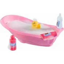 DOLLSWORLD 60150+60148 Puppen-Badeset mit Ente und viel Zubehör, pink